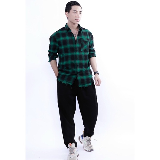 Sơ mi caro thời trang nam in lưng rách tà Nô Store