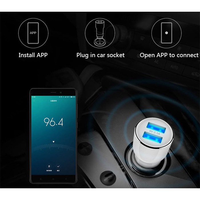 Đầu Sạc ô tô Xiaomi ROIDMI Bluetooth 2 USB