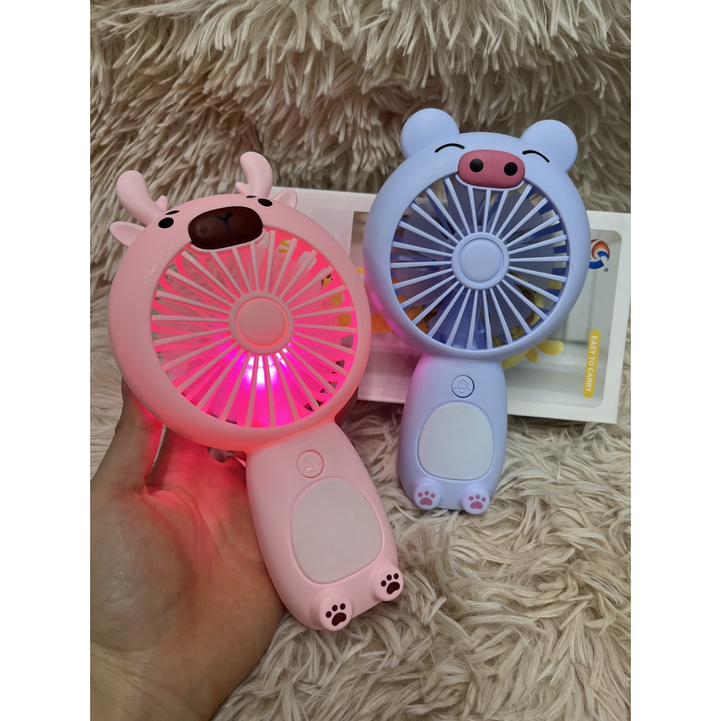 Quạt cầm tay mini CHAO SHENG 1320, quạt tích điện phát sáng 2 tốc độ gió kiểu dáng cute