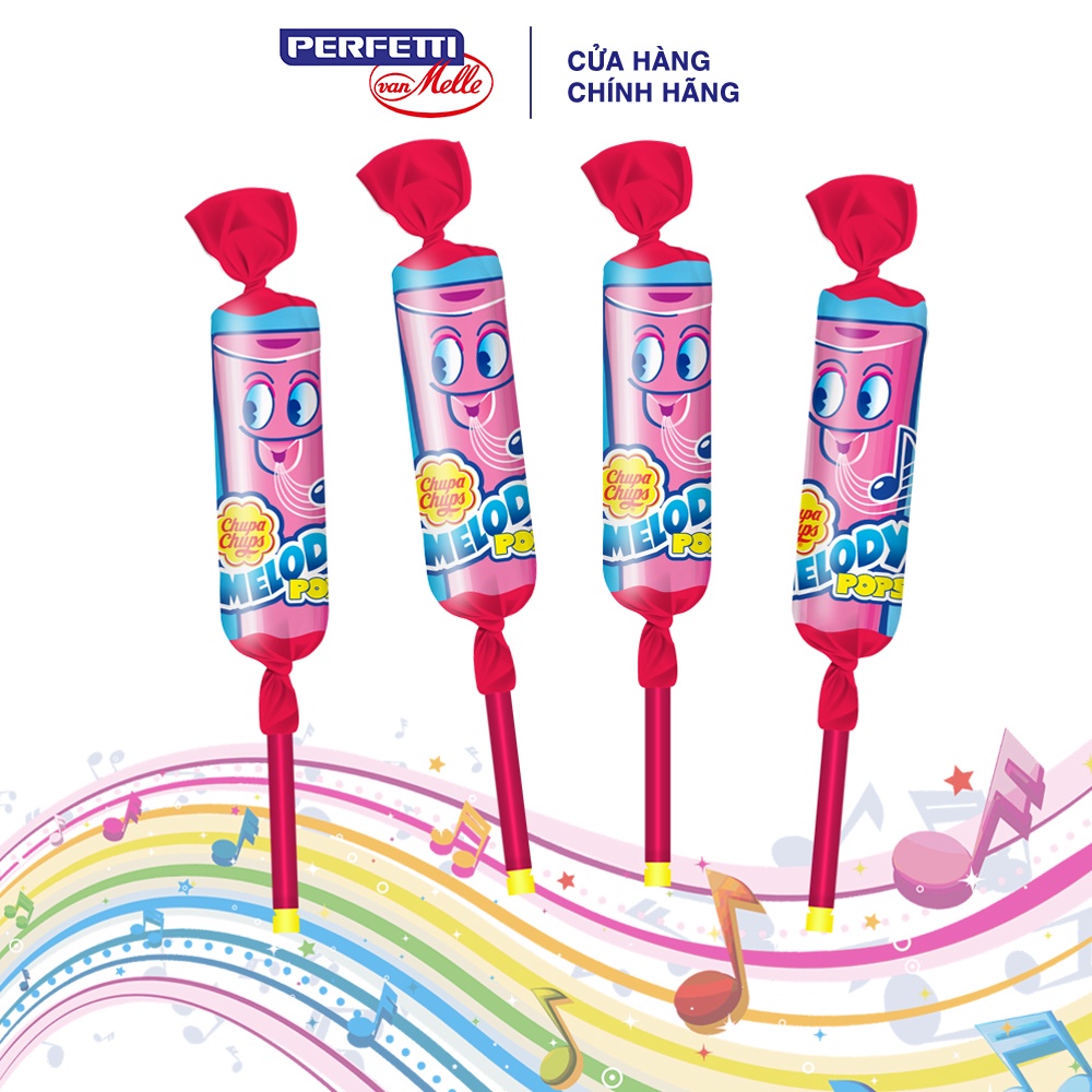 Chupa Chups Kẹo Mút Cây Còi Thổi Hương Dâu (Vĩ 4 que)