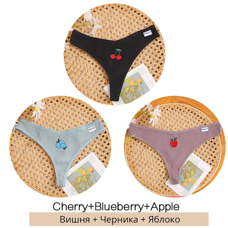 Bộ 3 quần lót FINETOO bằng cotton phong cách sexy cho nữ