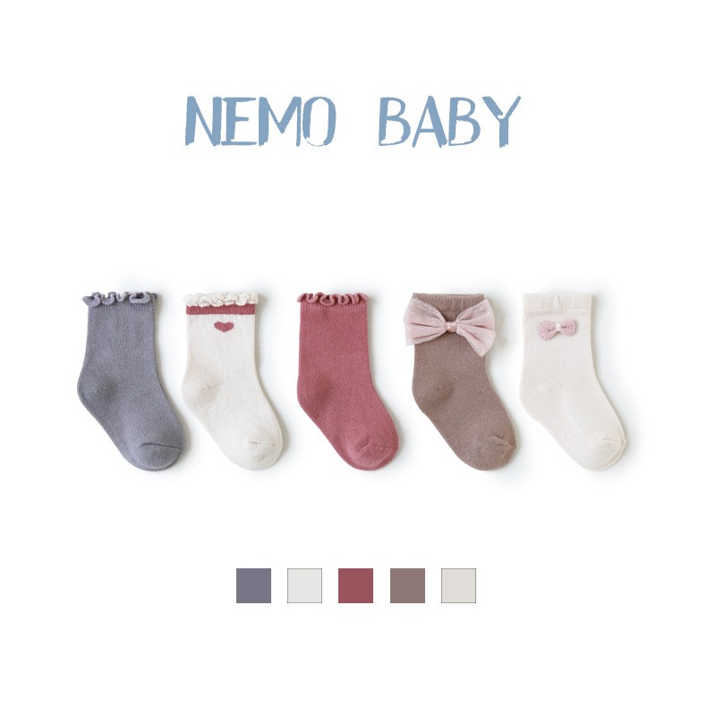 Set 5 tất Hàn cao cổ cho bé trai bé gái Nemo Baby chất dày ấm áp cho mùa đông mẫu mới nhất TNM02