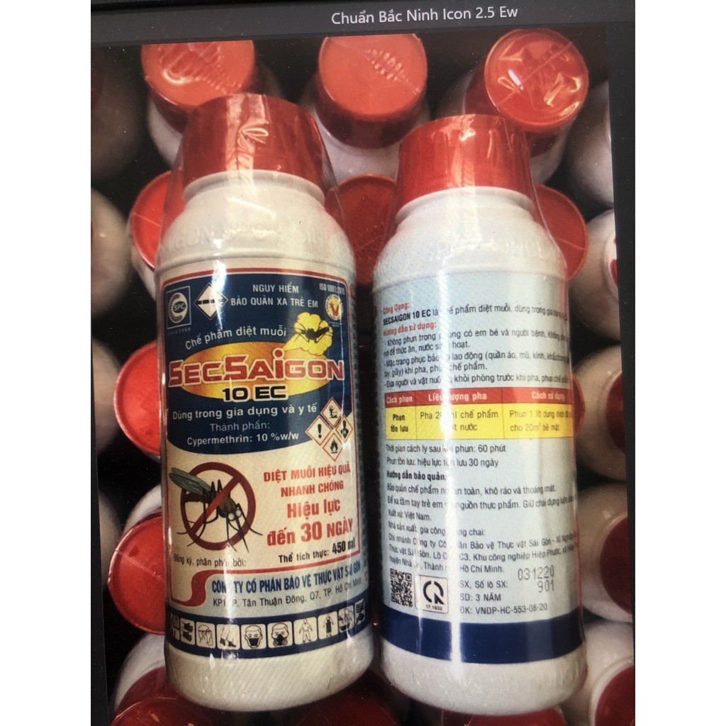Thuốc diệt muỗi phun bên ngoài SECSAIGON 10EC 450ml: cà phê sân vườn, kho bãi, bụi rậm....