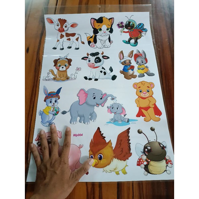 Bộ tem dán hình thú lớn ngang 40cm dài 60cm