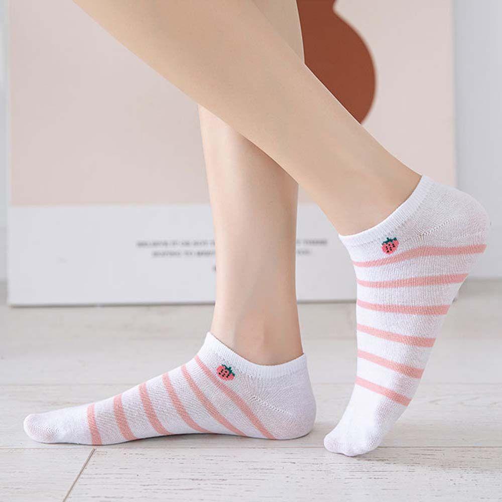 Vớ Cổ Thấp Họa Tiết Dâu Tây Hoạt Hình Dễ Thương