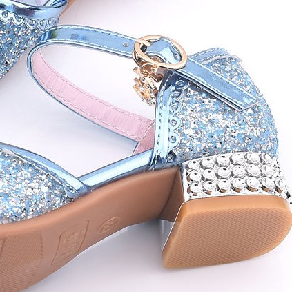 Children Princess Shoes Frozen Elsa Fashion Kids Girls Leather Soft Bottom Crystal Shoes