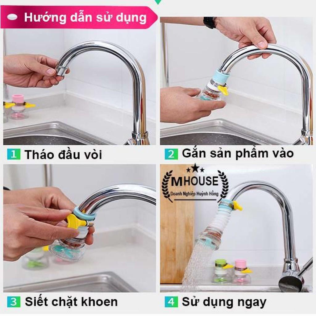 Đầu lọc nước, Vòi rửa tăng áp lực nước kéo dài xoay 360 độ, giúp tiết kiệm nước và dễ dàng tháo lắp, sử dụng tiện lợi