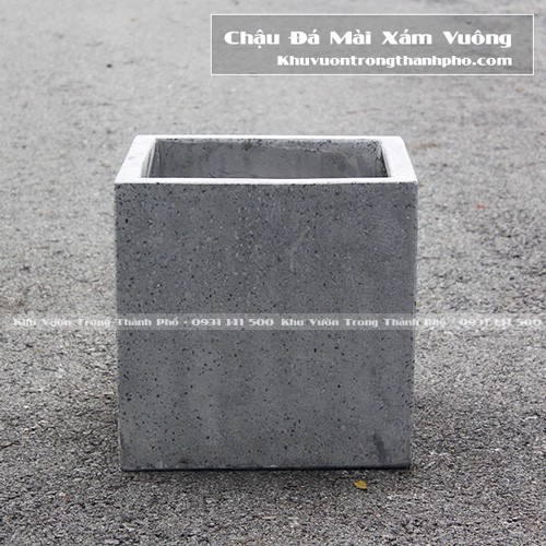 Chậu xi măng đá mài vuông 40x40cm, chậu đá mài vuông 40x40cm trồng cây