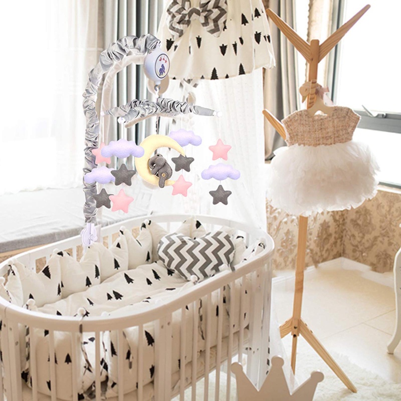 Chuông Gió Lục Lạc Di Động Hình Chú Voi / Ngôi Sao / Đám Mây Có Chuông Treo Nôi Trang Trí Cho