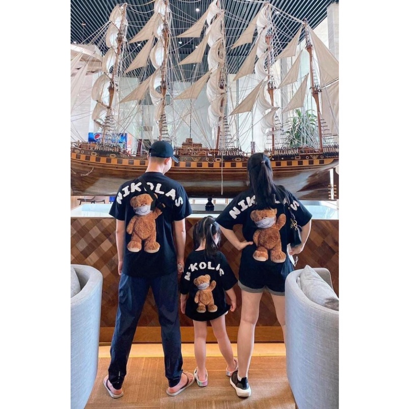 Áo thun teddy niko las cho bé và áo gia đình , trẻ em unisex , TP KIDs MSP 1245