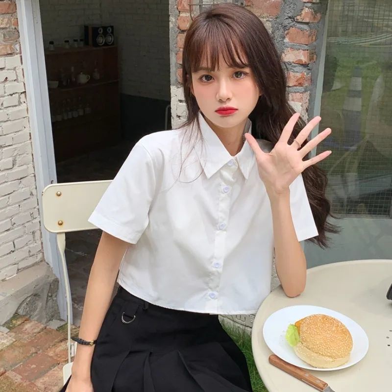 Hàng Mới Về Mới Áo Sơ Mi Cổ polo Tay Ngắn Thời Trang Mùa Hè Phong Cách Hàn Quốc Cho Nữ