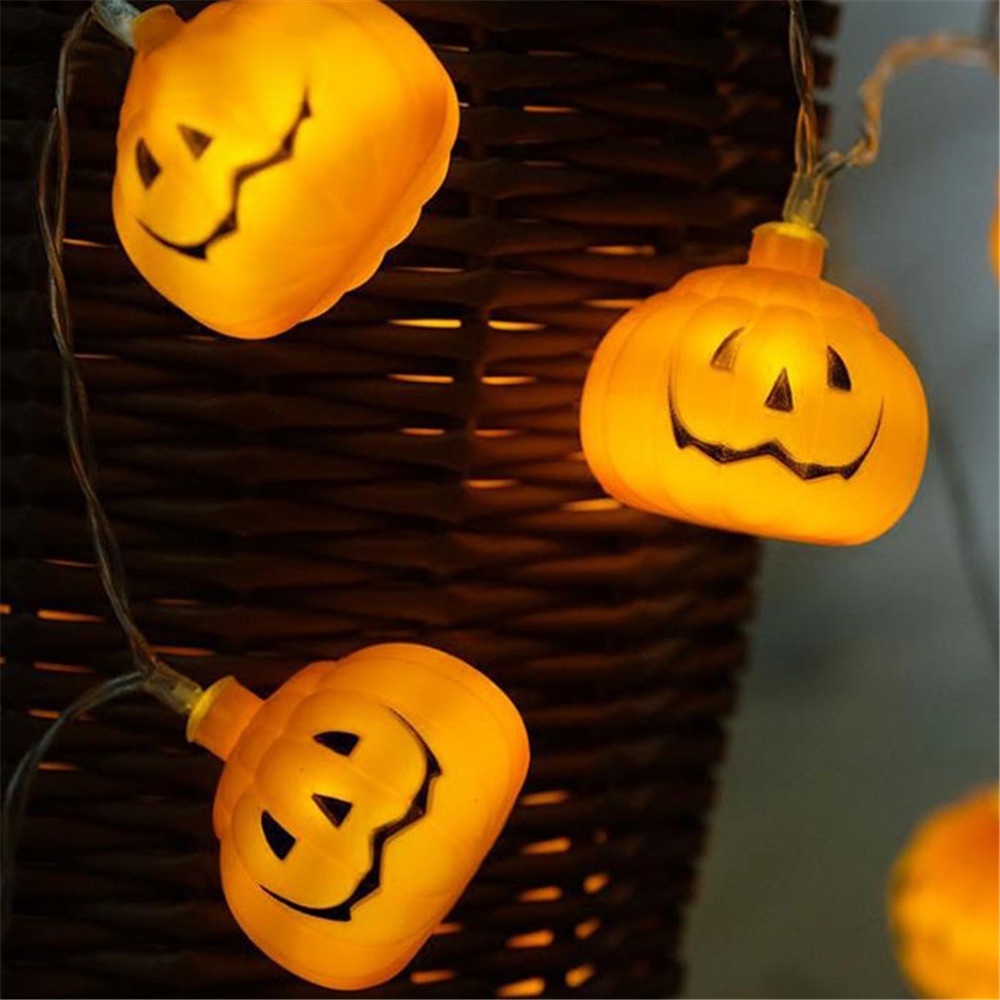 Dây đèn led 10 bóng hình quả bí ngô dài 1m trang trí Halloween độc đáo