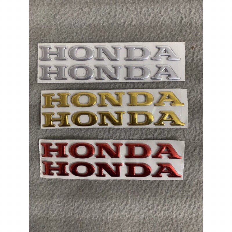Tem chữ nổi Honda dẻo trang trí xe( cặp)