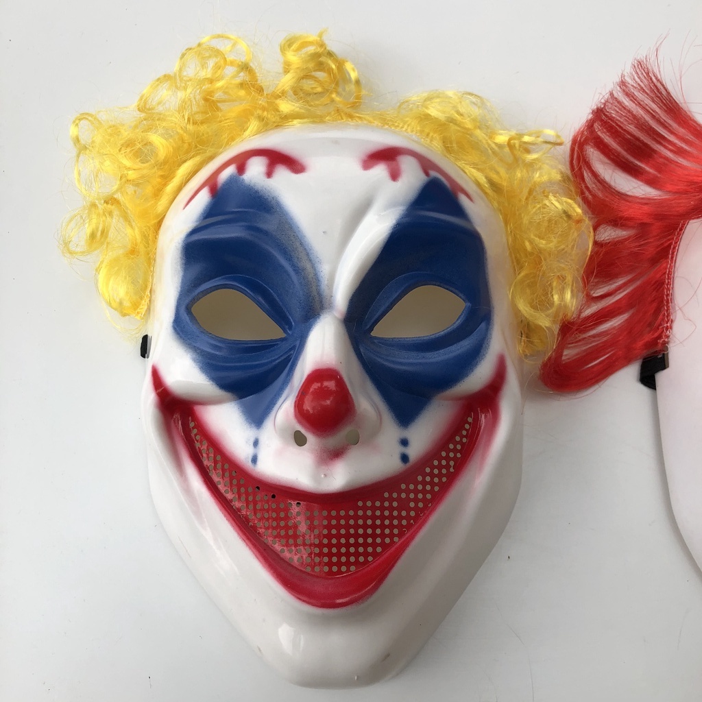 Mặt nạ chú hề ma quái hóa trang Halloween cho người lớn hai màu xanh đỏ