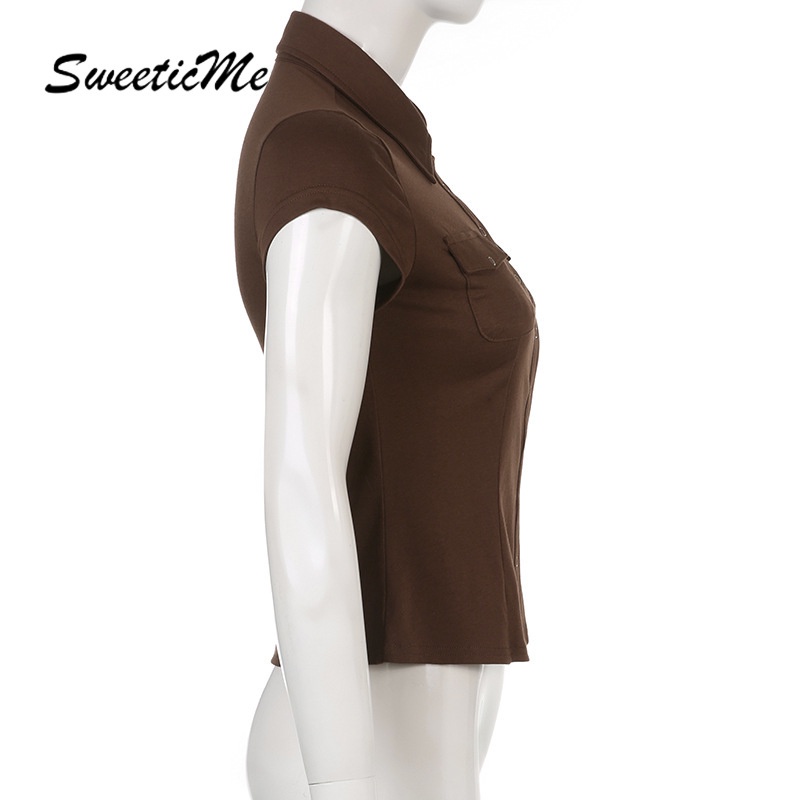 Áo Sơ Mi Tay Ngắn Cổ POLO Hàng Mới SweeticMe Dành Cho Nữ