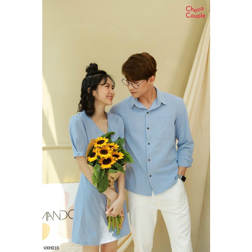 Set đồ đôi áo sơ mi nam - đầm nữ thiết kế du lịch thời trang Miamo MO32 (kèm ảnh thật)
