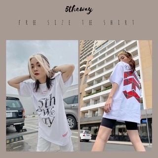 Áo thun, áo phông trắng 5.theway tay lỡ freesize form rộng giấu quần unisex nam nữ mặc nhóm couple