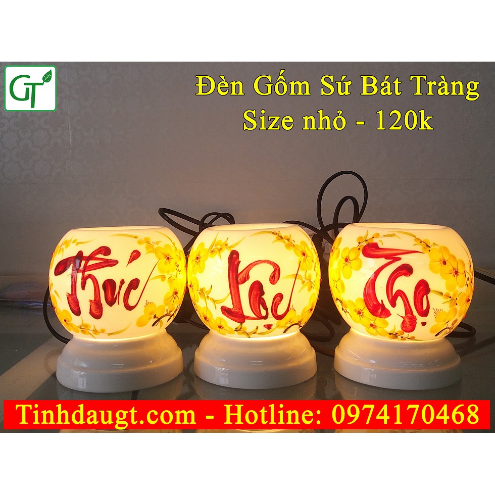 đèn tinh dầu FREESHIP Đèn Xông Tinh Dầu Gốm Sứ Bát Tràng Cao Cấp + Tặng Tinh Dầu Quế 10ml  + Tặng bóng dự phòng