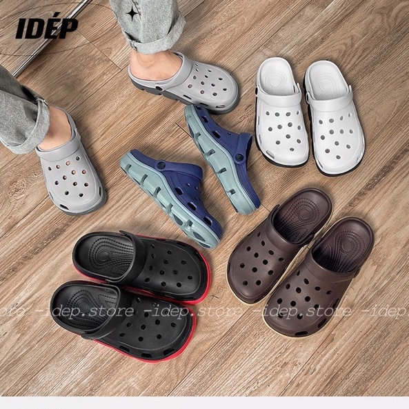 Dép sục Cross cá sấu màu XANH ĐẬM bít mũi nam duet đi mưa siêu nhẹ iDÉP SL013