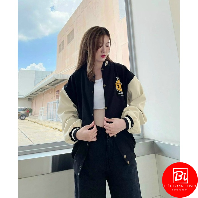 Áo Khoác Bóng Chày Phom Rộng Unisex_Chất Da Lộn 2 Lớp_Lót Vải Dù Loại 1 Mát Mịn_Bo Len Dệt Kim Cao Cấp_AK55