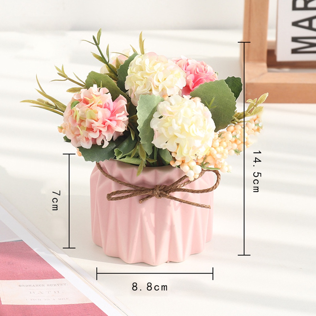 Lọ hoa cẩm tú cầu nhân tạo mini bằng gốm trang trí nhà cửa