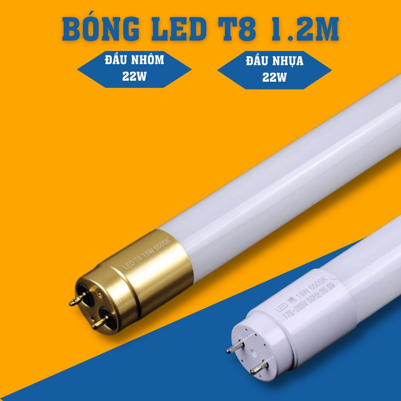Bóng tuýp led 1m2 thuỷ tinh 22w, 22w đầu nhôm và đầu nhựa, bộ đèn led siêu sáng