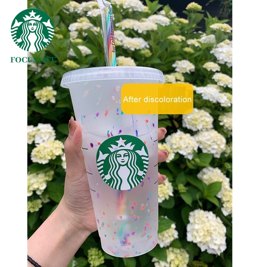 Cốc Nhựa Starbucks Có Nắp Đậy Đổi Màu Theo Nhiệt Độ Độc Đáo