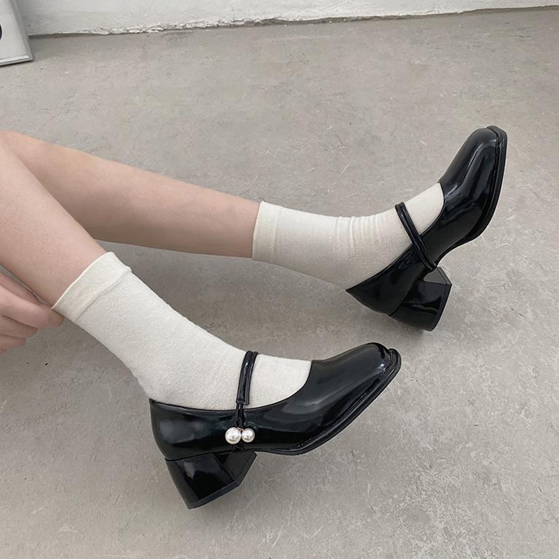 Giày cao gót IELGY mũi vuông thiết kế đơn giản thời trang theo phong cách retro cho nữ