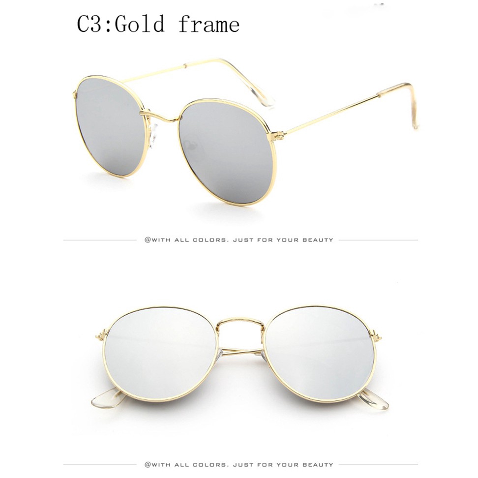 Kính mát gọng tròn tráng gương thời trang cho nữ