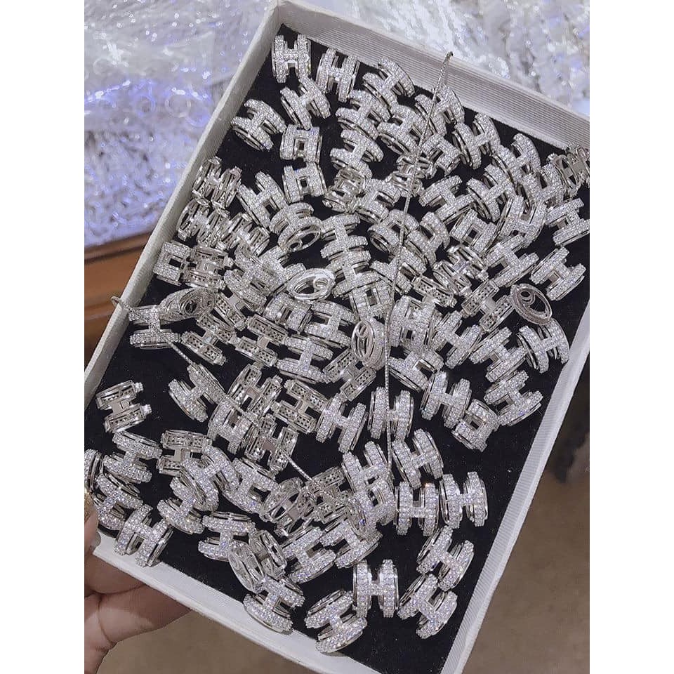 Dây Chuyền Bạc Chữ H Đính Đá - Minh Canh Jewelry