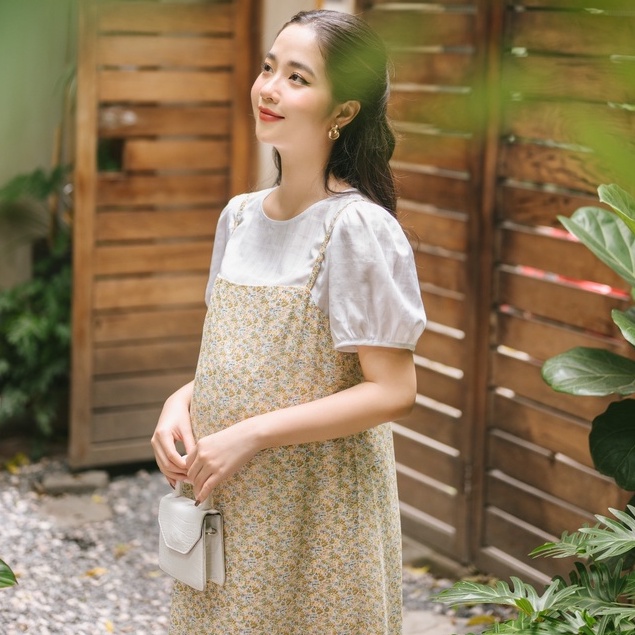 MEDYLA - Yếm dự tiệc dáng yếm (không kèm áo) 2 lớp vải voan cho bầu đi chơi du lịch dự tiệc - VS1026
