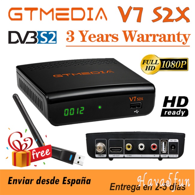 HF Fta Gtmedia V7 S2x Dvb-s2 Satellite Receiver With Usb 1080p Full Hd Support Biss Auto Scroll V7hd Upgrade Wifi