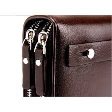 Ví cầm tay, bóp cầm tay, ví đựng thẻ card BODI nam nữ da bò cao cấp  2 ngăn khóa BA04 KT:21x13x4cm