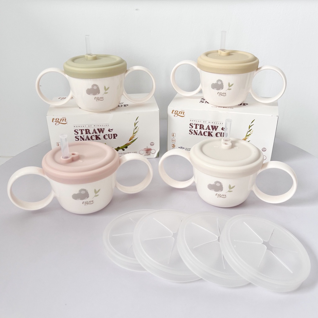 Cốc Tập Uống Kèm Nắp Có Tay Cầm Chính Hãng TGM Straw Snack Cup Hàn Quốc Siêu An Toàn Cho Bé Yêu