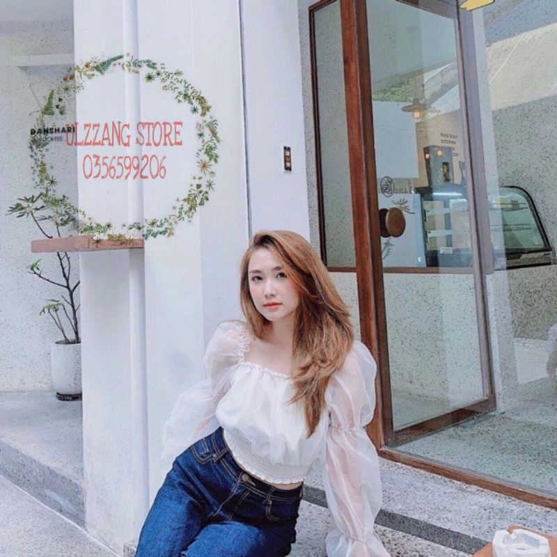 Áo bẹt vai bí tay lưới kính