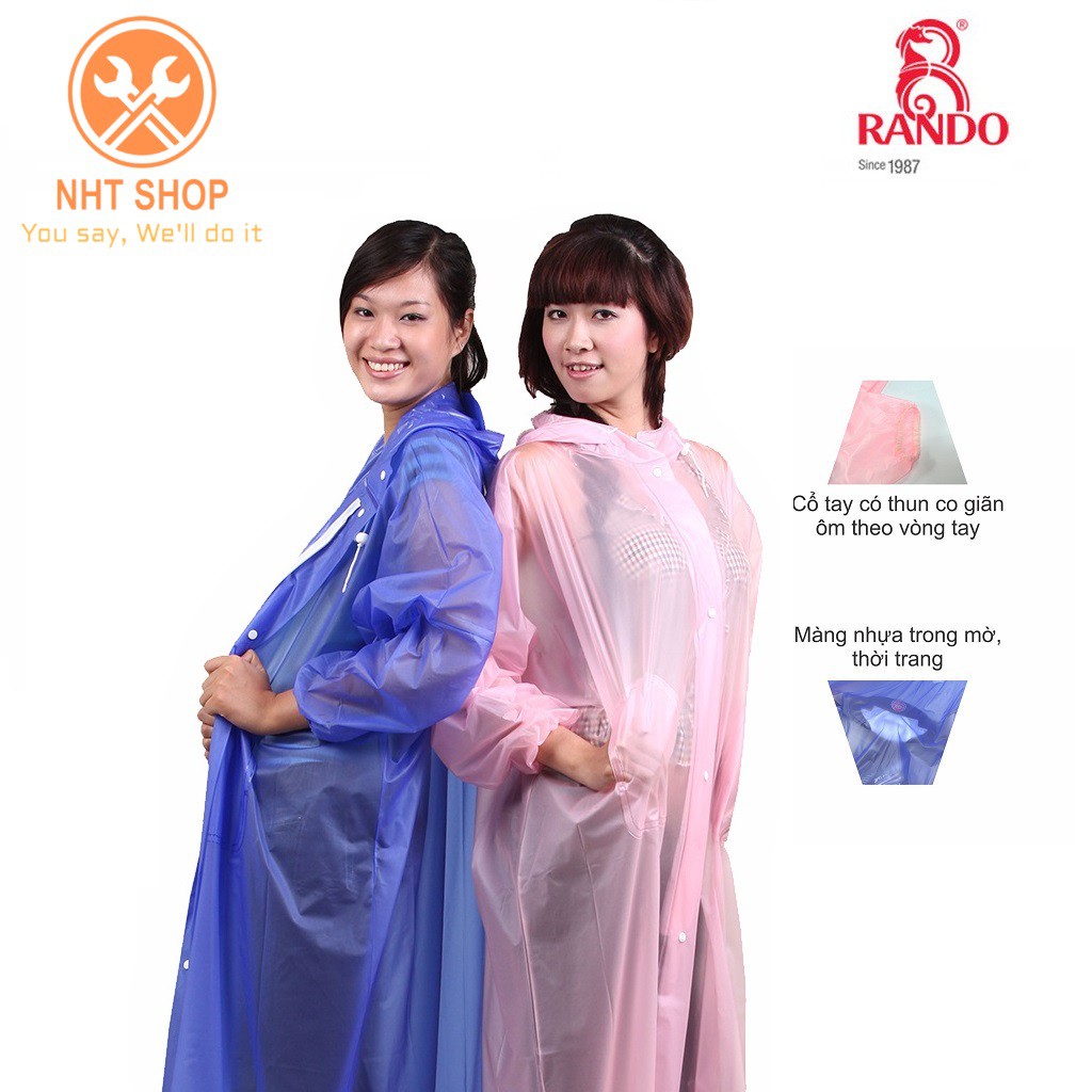 Áo Mưa RANDO Poncho Dây Kéo Trong Màu APPC-09  Bảo Vệ Toàn Diện – NHT Shop