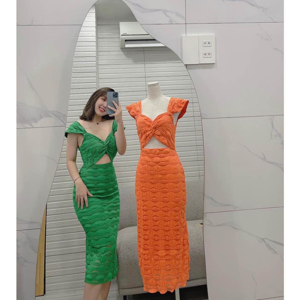 B83-ĐẦM BODY NƠ CHÉO CUTOUT