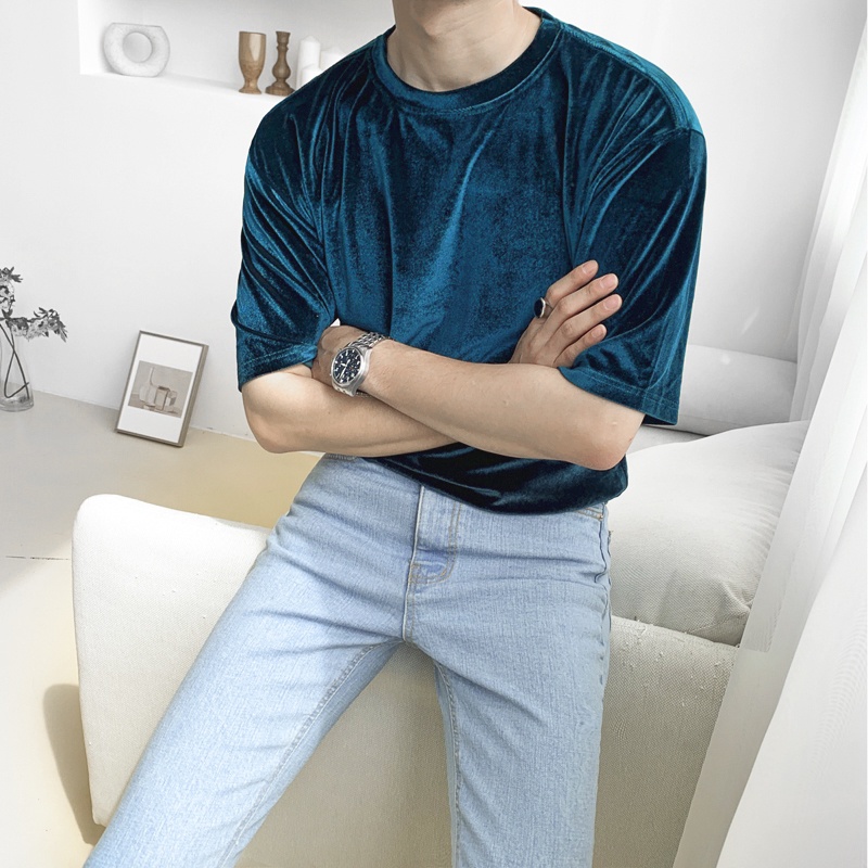 Áo thun nhung nam sang trọng, bóng bẩy, nổi bật