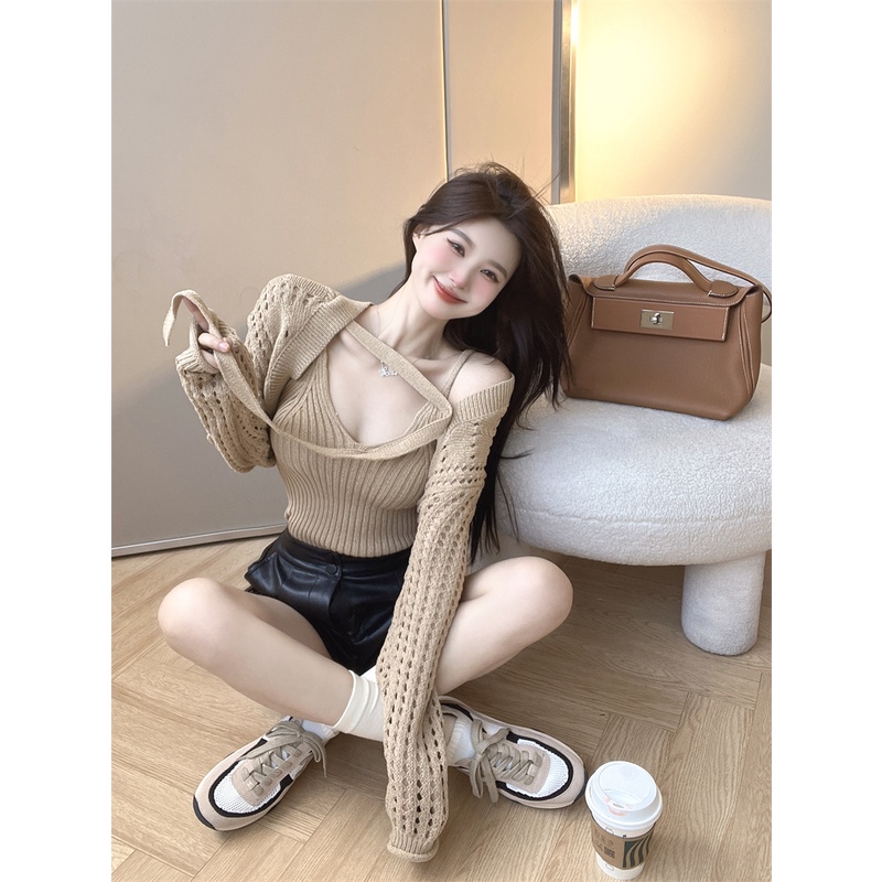 Porozi  Áo sweater dệt kim thời trang Hàn Quốc gợi cảm cho nữ