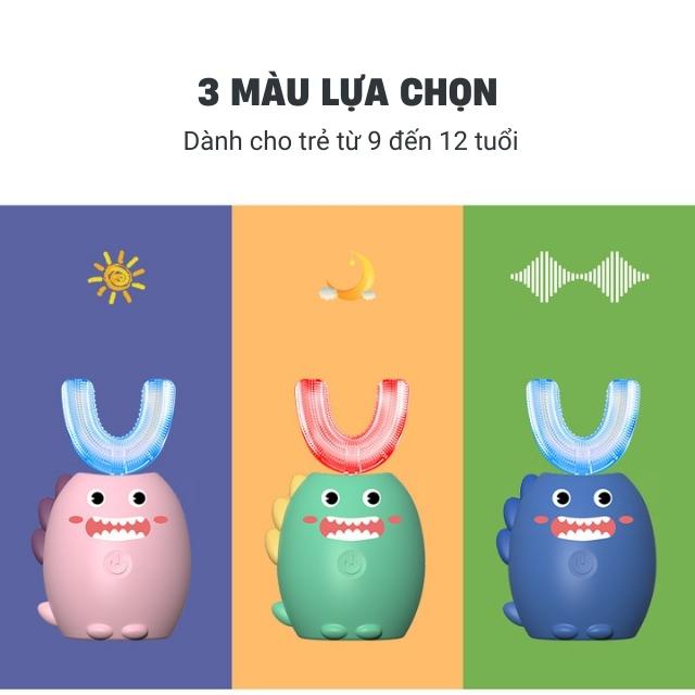 Bàn Chải Điện Cho Bé Đánh Răng Chữ U 3 Chế Độ, Đèn Led UV Diệt Khuẩn Sạc Điện Không Dây Dành Cho Trẻ Em Từ 2 Đến 12 Tuổi