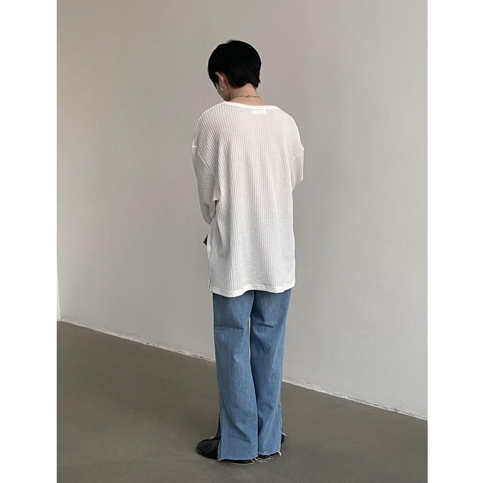 Áo thun dệt kim tay dài dáng rộng thời trang cho cả nam và nữ Korean Youth fashion V-neck men's T-shirt | BigBuy360 - bigbuy360.vn