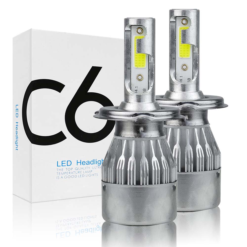 Bộ 2 Đèn Pha LED C6 H7 H1 H3 H4 H11 H8 9005 HB3 9006 HB4 880 9012 HIR2 H13 Canbus 6000K 72W 12V 24V Chuyên Dụng Cho Xe Hơi