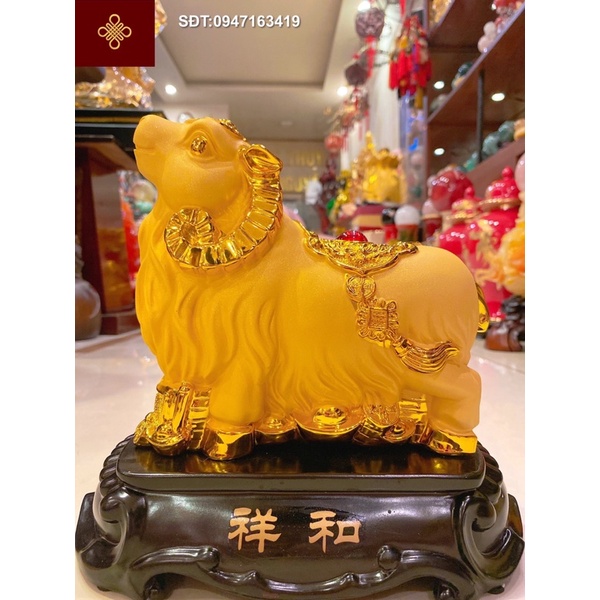 Tượng dê phong thuỷ màu kim sa / vàng bóng