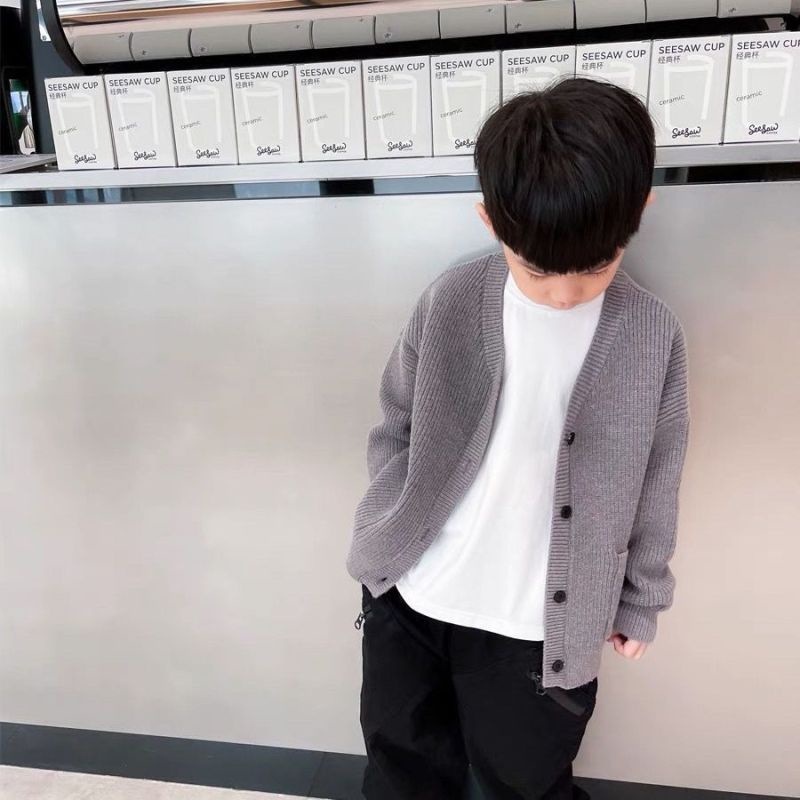 Áo Khoác Cardigan Dệt Kim Thời Trang Xuân Thu Cho Bé Trai