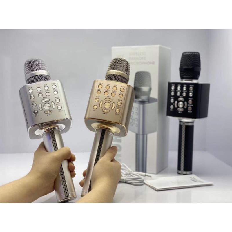 Micro karaoke bluetooth YS97 không dây, Loa karaoke bluetooth tích hợp loa bass,tress, Bảo hành 6 tháng