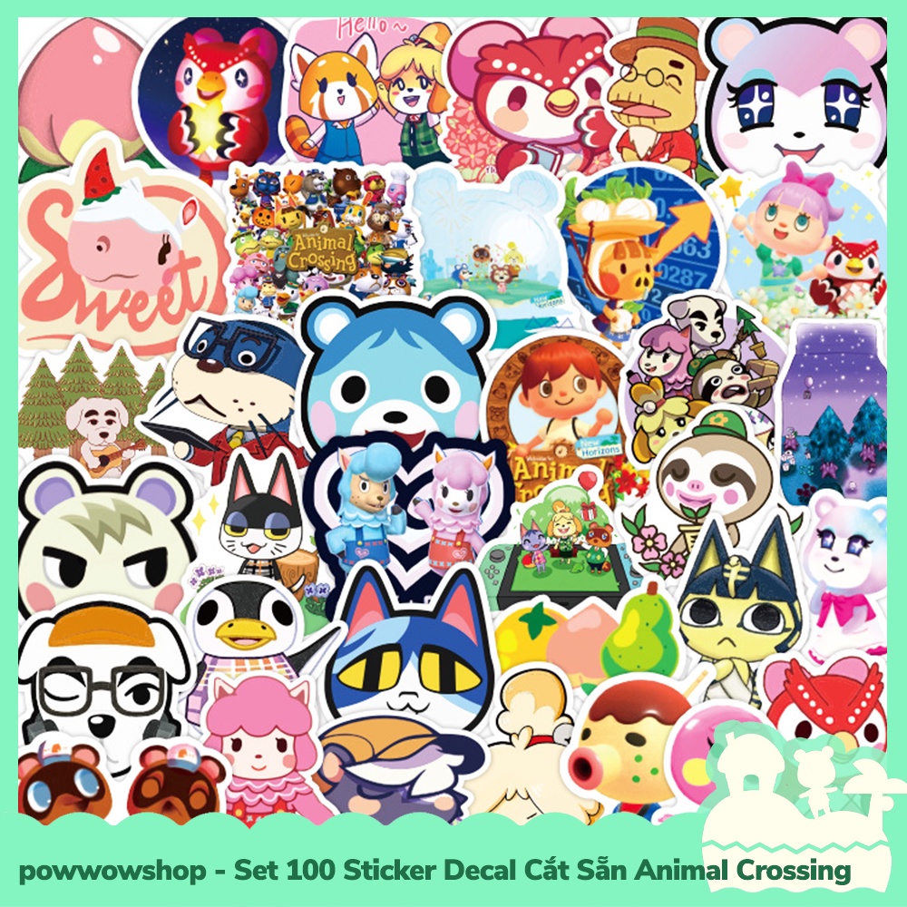 [Sẵn VN - Hỏa Tốc] Set 100 Sticker Mini Decal Dán Trang Trí Vật Dụng Mẫu Game Animal Crossing New Horizons Collectible