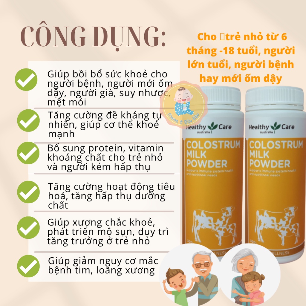 Sữa Non HEALTHY CARE COLOSTRUM MILK POWDER cho người già, người hay ốm vặt