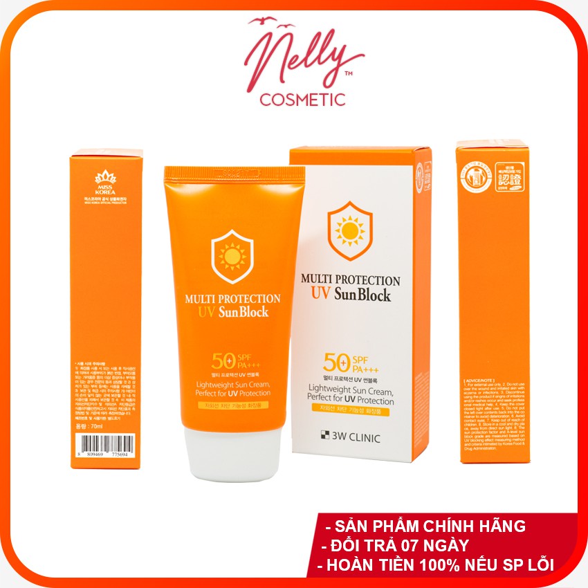 (❤️ GIÁ TRẢI NGHIỆM ❤️) Kem chống nắng 3W Clinic UV Sunblock Cream 70 ml + Tặng 1 Mặt nạ dưỡng da 3W