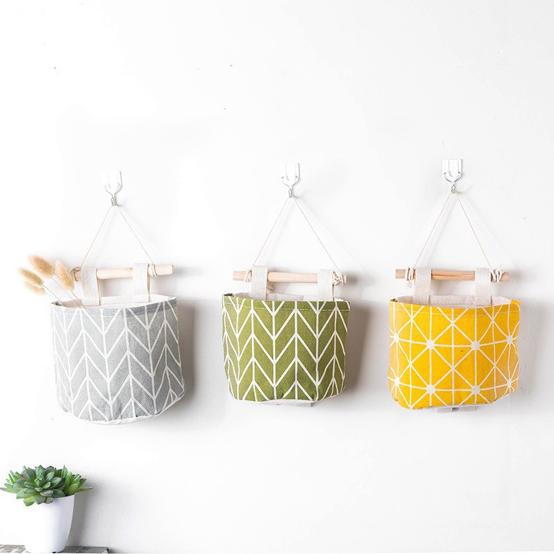 Túi treo tường bằng vải treo đồ,trang trí nhà cửa ,Giỏ đựng đồ - vải canvas treo tường 88276 SIÊU THỊ 24/7
