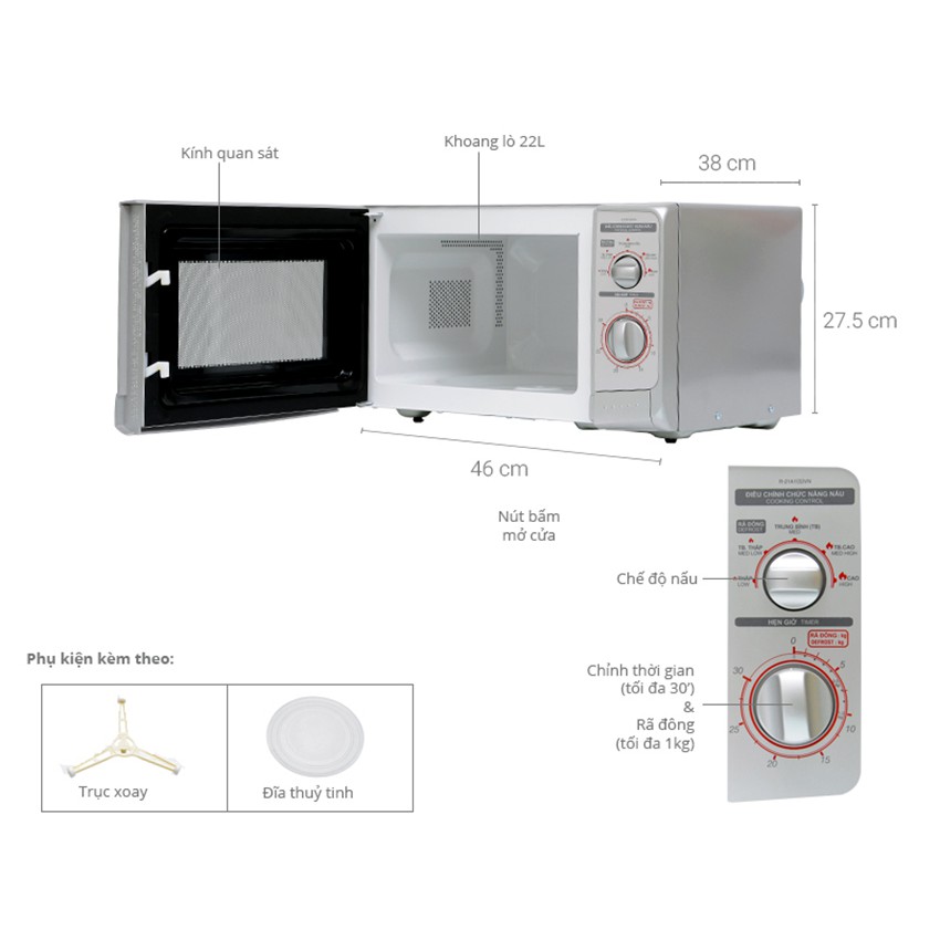 Lò vi sóng Sharp R-21A1(S)VN 22 Lít